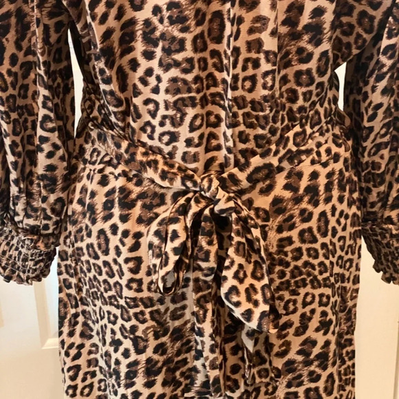 Whistles Jungle Cheetah Shirred Midi Dress leopard animal print 16891 - Picture 12 of 16